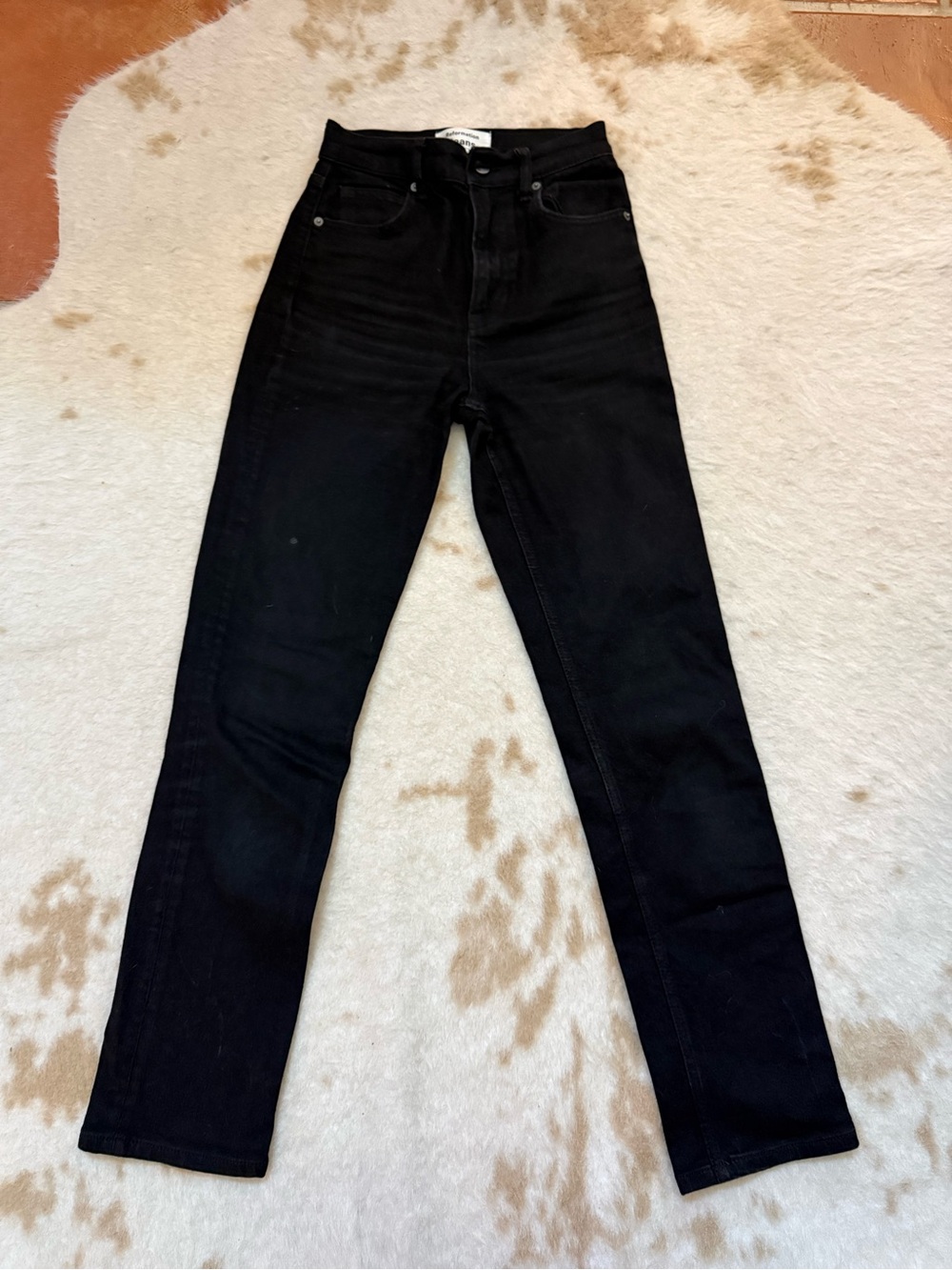 Reformation Liza Ultra High Rise Straight Jeans Black 25